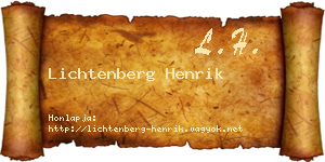 Lichtenberg Henrik névjegykártya